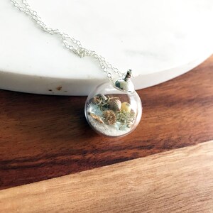 Sterling Silver Beach Bubble Necklace w/ Real Starfish, Sea Glass, Sand and Shells Beaches of 30-A Handmade Necklace One of a Kind Gift image 3