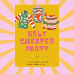 Ugly Sweater Party Invitation Template  | Printable Christmas Party Invite | Bold, Quirky, & Unique Holiday Fun!