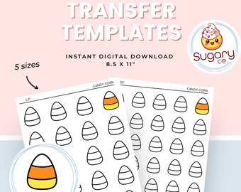 CANDY CORN Royal Icing Transfer Sheets, Set of 5 Printable Sheets, Digital Download Halloween Thanksgiving, Cookie Decorating