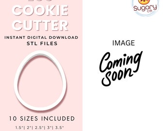 EGG Cookie Cutter (10 sizes) Digital Download - STL file for 3d Printing, Cookie Decorating, Easter Cookies