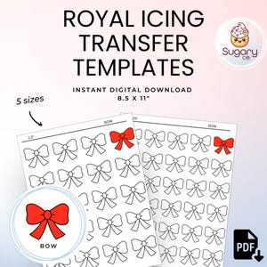 Hojas de transferencia de glaseado real con lazo: Plantilla para decorar galletas (Descarga digital)