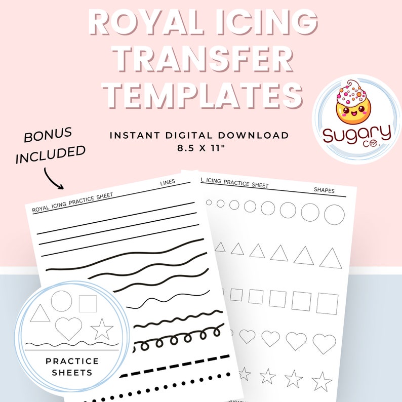 BEE Royal Icing Transfer Sheets, Set of 6 Printable Sheets, Digital Download, Bee, Cookie Decorating, Royal Icing Transfer Templates. image 3