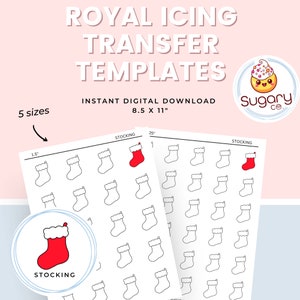 Stocking Royal Icing Transfer Sheets: Christmas Cookie Template (Digital Download)