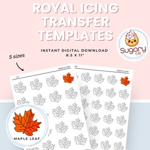 AHORN LEAF Royal Icing Transferbögen, Set von 5 druckbaren Bögen, digitaler Download Herbst Thanksgiving, Kekse dekorieren