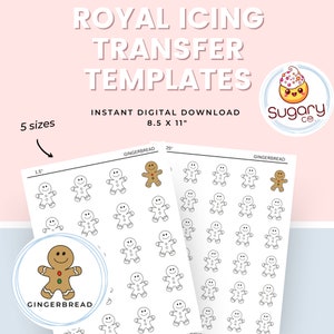 Gingerbread Royal Icing Transfer Sheets: Christmas Cookie Decorating (Digital Download)
