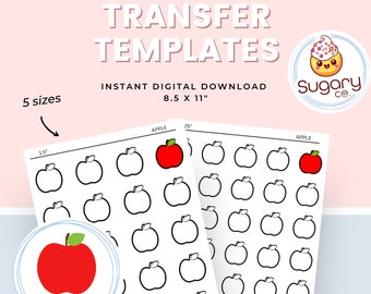 APPLE Royal Icing Transfer Sheets, Set of 5 Printable Sheets, Digital Download, Fall,  Cookie Decorating
