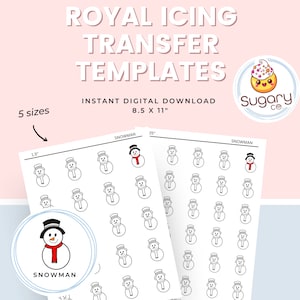 Snowman Royal Icing Transfer Sheets: Christmas Cookie Decorating (Digital Download)