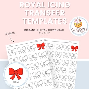 BOW Royal Icing Transfer Sheets | Royal Icing Template, Set of 5 Printable Sheets, Digital Download, Cookie Decorating