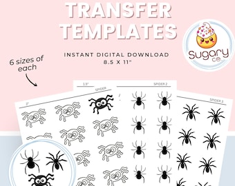 Spider Royal Icing Transfer Sheets: 3 Spider designs, Halloween Cookie Decorating (Digital Download)