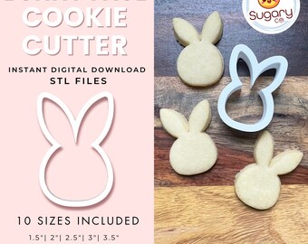 BUNNY Face Cookie Cutter (10 sizes) Digital Download - STL file for 3d Printing, Cookie Decorating, Easter Cookies