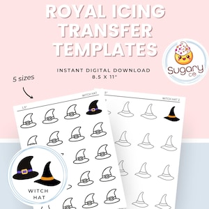 Witch Hat Royal Icing Transfer Sheets: Halloween Cookie Decorating (Digital Download)