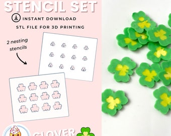 Clover Shamrock Sprinkle Stencil Set (2-part nesting) - Digital Download - STL file for 3D Printing