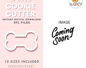 BONE Cookie Cutter (10 sizes) Digital Download - STL file for 3d Printing, Cookie Decorating, Sugar Cookies, Dog Bone Cookie Cutter