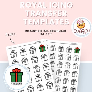 Christmas Present Royal Icing Transfer Sheets: Cookie Decorating (Digital Download)