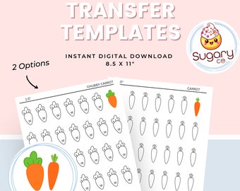 CARROT (chubby and skinny carrot) Royal Icing Transfer Sheets, 2 options, Set of 5 Printable Sheets, Digital Download, Cookie Decorating