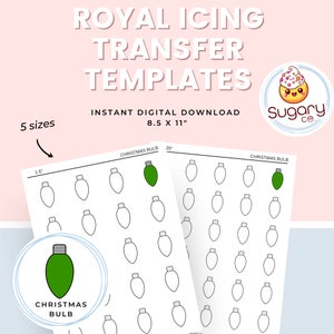 Christmas Bulb Royal Icing Transfer Sheets: Cookie Decorating (Digital Download)