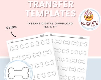 BONES Royal Icing Transfer Sheets | Royal Icing Template, Set of 5 Printable Sheets, Digital Download, Cookie Decorating, Dog Bone template