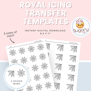 Spider Web Royal Icing Transfer Sheets: Halloween Cookie Decorating (Digital Download)