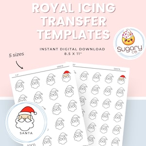 Santa Royal Icing Transfer Sheets: Christmas Cookie Decorating (Digital Download)