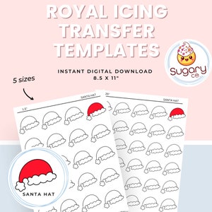 Santa Hat Royal Icing Transfer Sheets: Christmas Cookie Decorating (Digital Download)