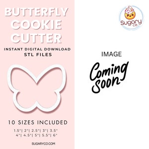 BUTTERFLY Cookie Cutter Digital Download, 2 sets (10 sizes of each, single & extra blade STL file for 3d Printing, Cookie Decorating.