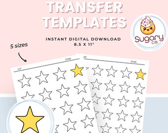 STAR Royal Icing Transfer SheetS | Royal Icing Template | Set of 5 Printable Sheets, Digital Download, Star Template