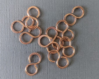 Handformed raw copper figure 8 connectors- set of 10