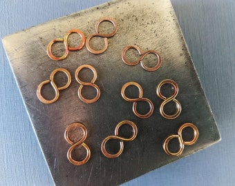 Handformed firescale copper figure 8 connectors- set of 10