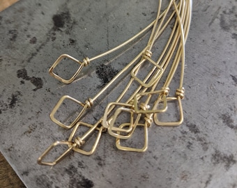 Raw Brass Square Loop Headpins- set of 10