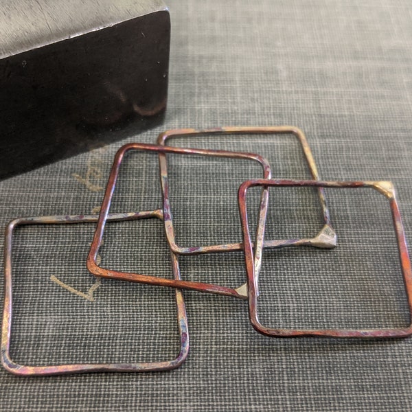 Firescale copper squares- qty 4- flame painted copper connectors