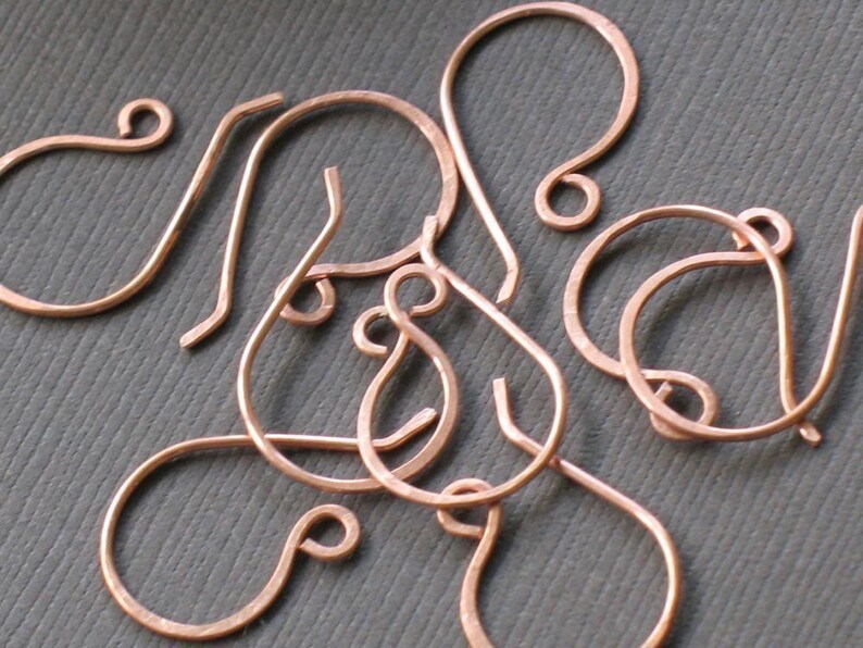 Handmade Copper Ear Wires set of 10 raw copper earring findings image 3