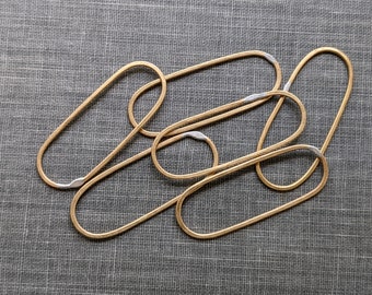 Medium raw brass capsule shaped hoops- set of 6- forged links