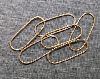 Medium raw brass capsule shaped hoops- set of 6- forged links