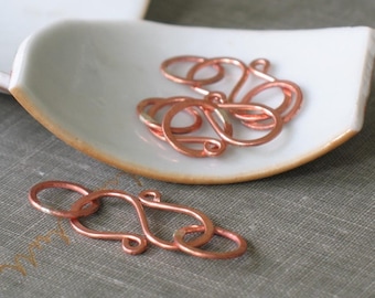 copper s-hook clasps- qty 3