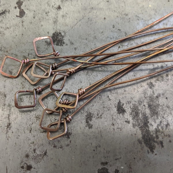 Firescale Copper Square Loop End Headpins- qty 10