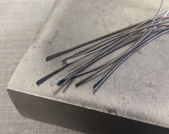 Oxidized copper paddle headpins- qty 10- 20 gauge- forged copper paddle pins, findings for bead wrapping, jewelry supplies, earwires
