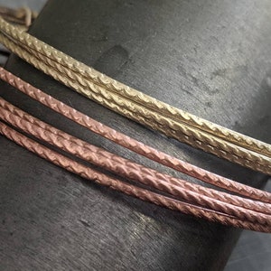 Half Round Rope Pattern  Wire- 3ft copper or brass hand rolled pattern wire