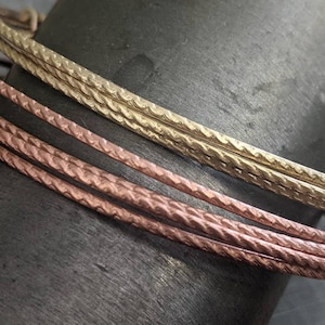 Half Round Rope Pattern  Wire- 3ft copper or brass hand rolled pattern wire