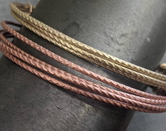 Half Round Rope Pattern  Wire- 3ft copper or brass hand rolled pattern wire