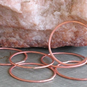 1 inch copper circles- set of 6, raw copper hoops