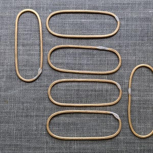 Medium raw brass capsule shaped hoops set of 6 forged links image 2
