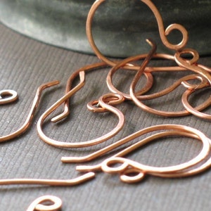 Handmade Copper Ear Wires- set of 10 raw copper earring findings