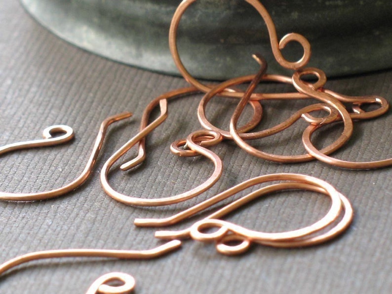 Handmade Copper Ear Wires set of 10 raw copper earring findings image 1