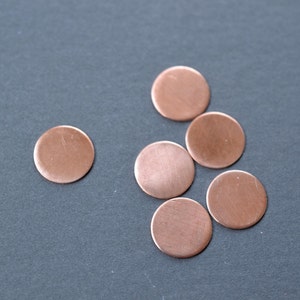 1/2 inch Raw Copper Discs- set of 6- round stamping blanks