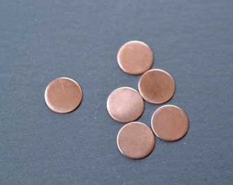 1/2 inch Raw Copper Discs- set of 6- round stamping blanks