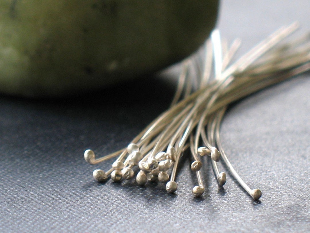 Sterling Silver Head Pins Handmade Silver Ball Pins 24 Etsy