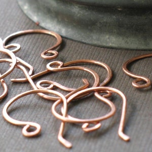 Handmade Copper Ear Wires set of 10 raw copper earring findings image 2