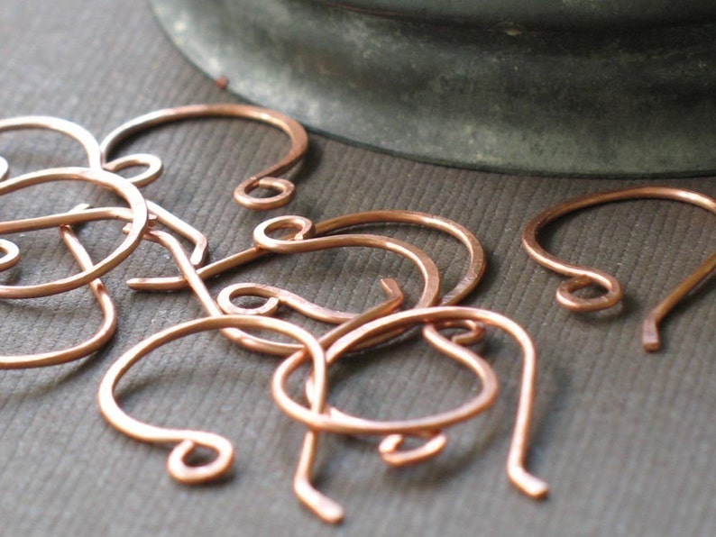 Handmade Copper Ear Wires set of 10 raw copper earring findings image 2