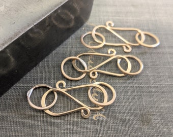 raw brass clasps- brass s hook clasp, handmade brass s hook clasp, rustic forged clasp, necklace component, jewelry making findings