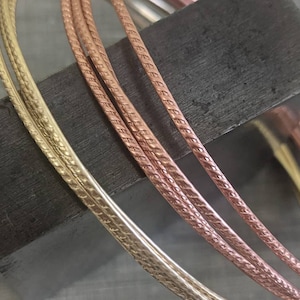 Half Round Cable Pattern  Wire- 3ft raw copper or brass hand rolled decorative wire